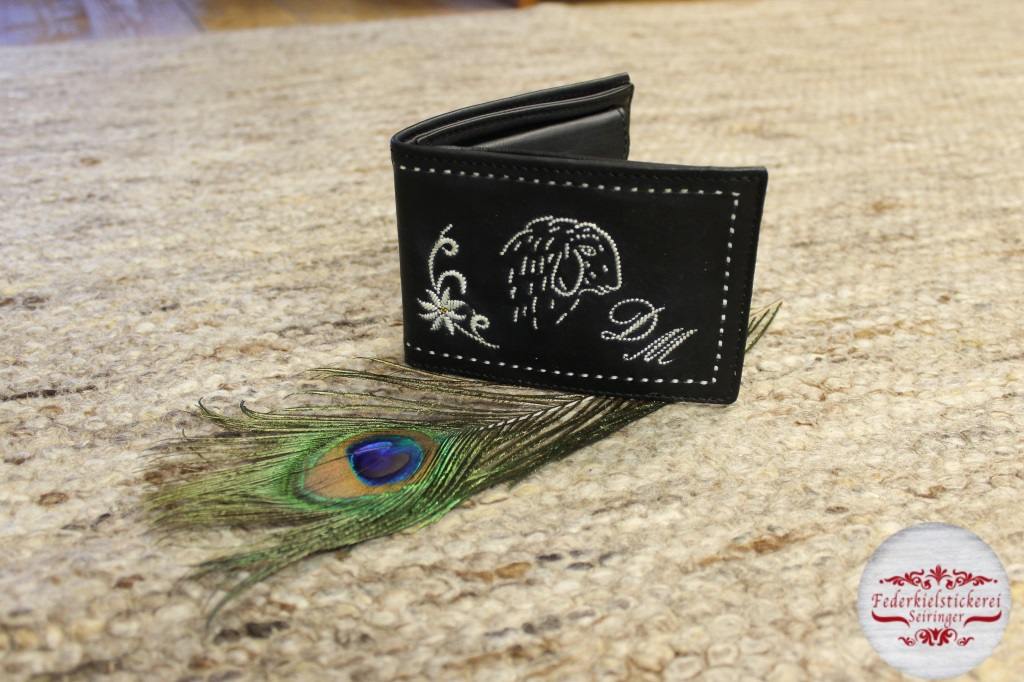 Geldtasche mit Schaf und Blume